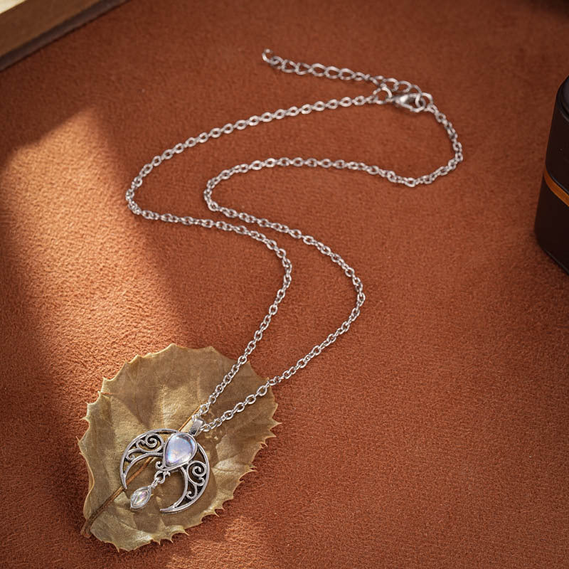 Collar con colgante de piedra de luna en forma de media luna – imagen 2