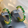 Pendientes de aro pavé con esmeralda