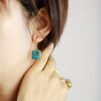 Pendientes bohemios cuadrados de turquesa – imagen 2
