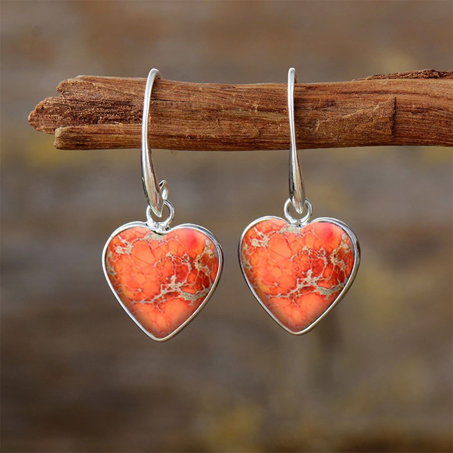 Pendientes bohemios de gota en naranja y turquesa