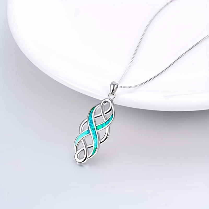 Collar de ópalo azul con colgante infinito