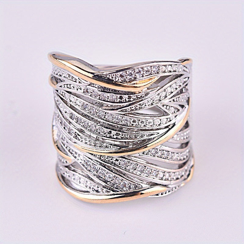 Anillo creativo envolvente de circonita de varias capas