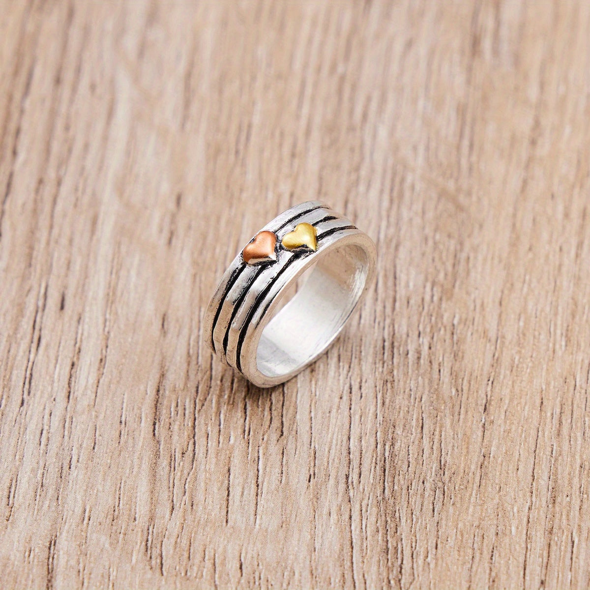 Anillo retro de corazones multicapa de moda – imagen 2
