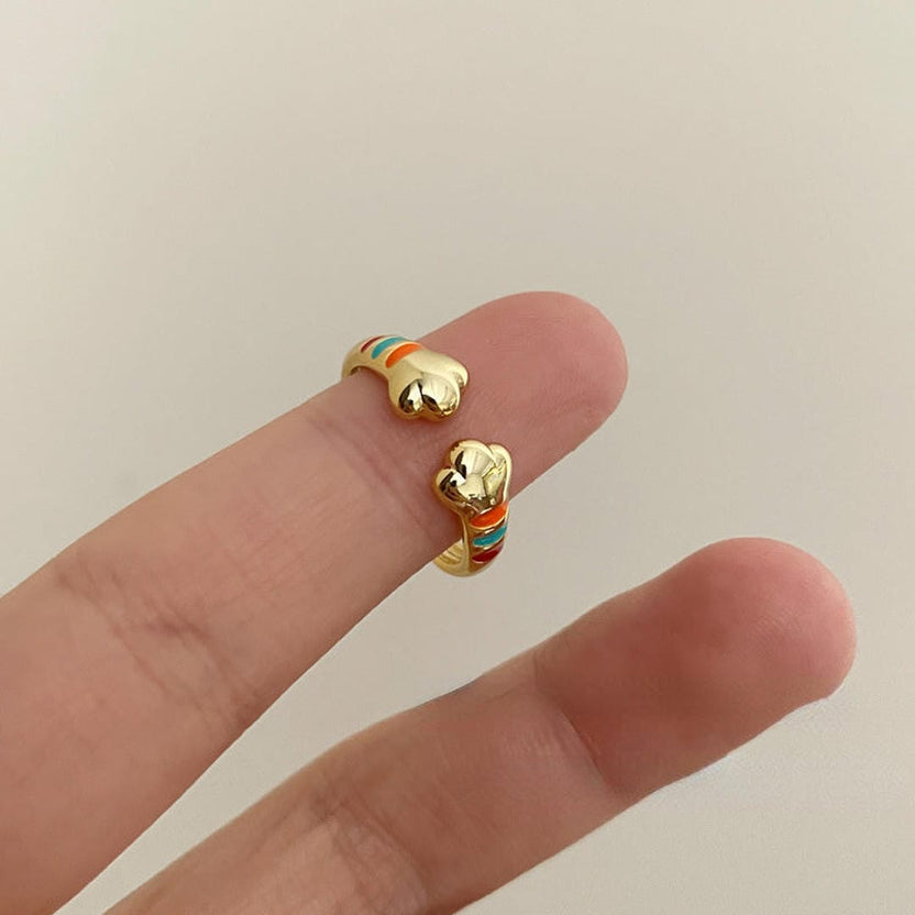 Anillo ajustable de pata arcoíris a rayas