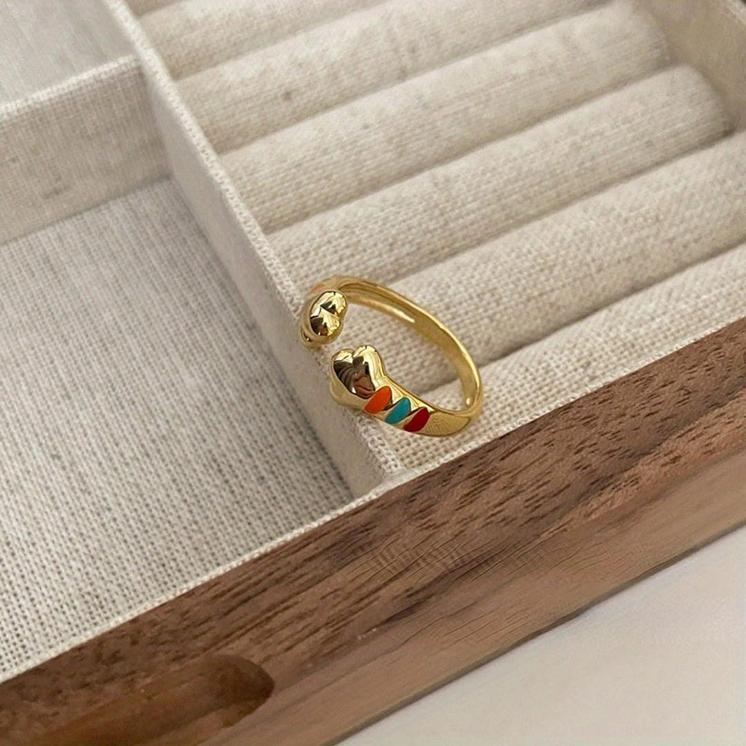 Anillo ajustable de pata arcoíris a rayas – imagen 2