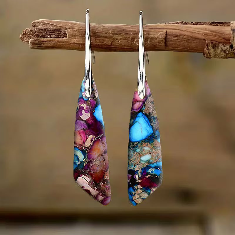 Pendientes boho únicos de turquesa