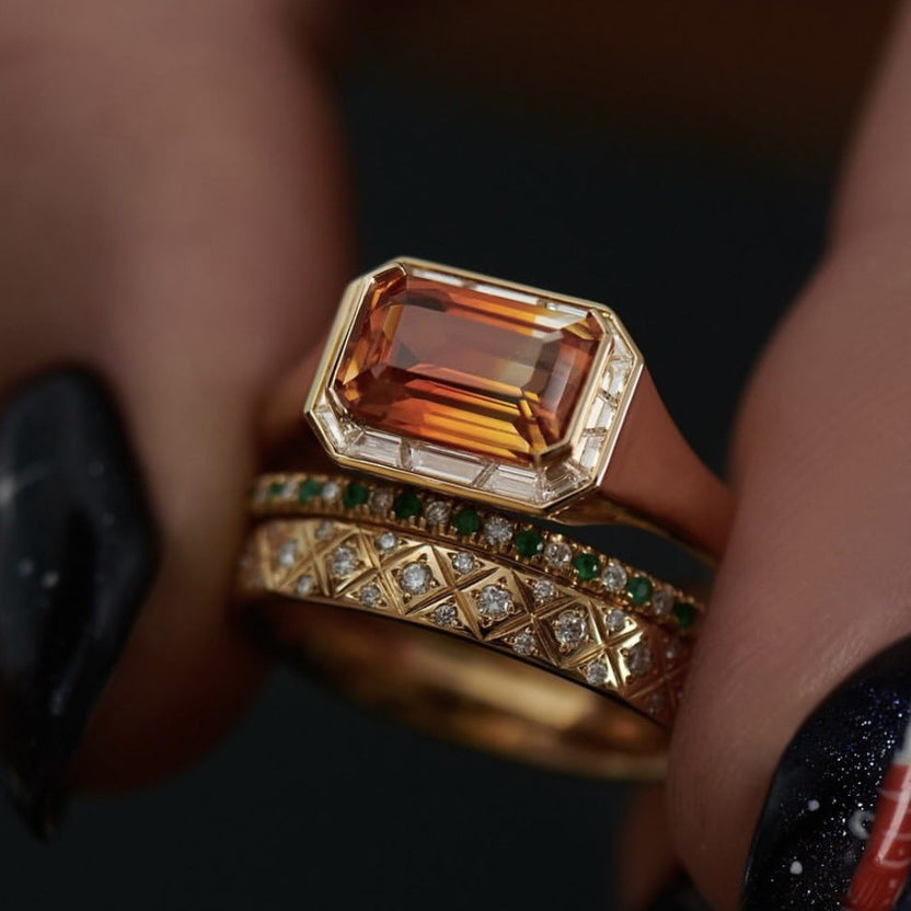 Set de tres anillos vintage dorados