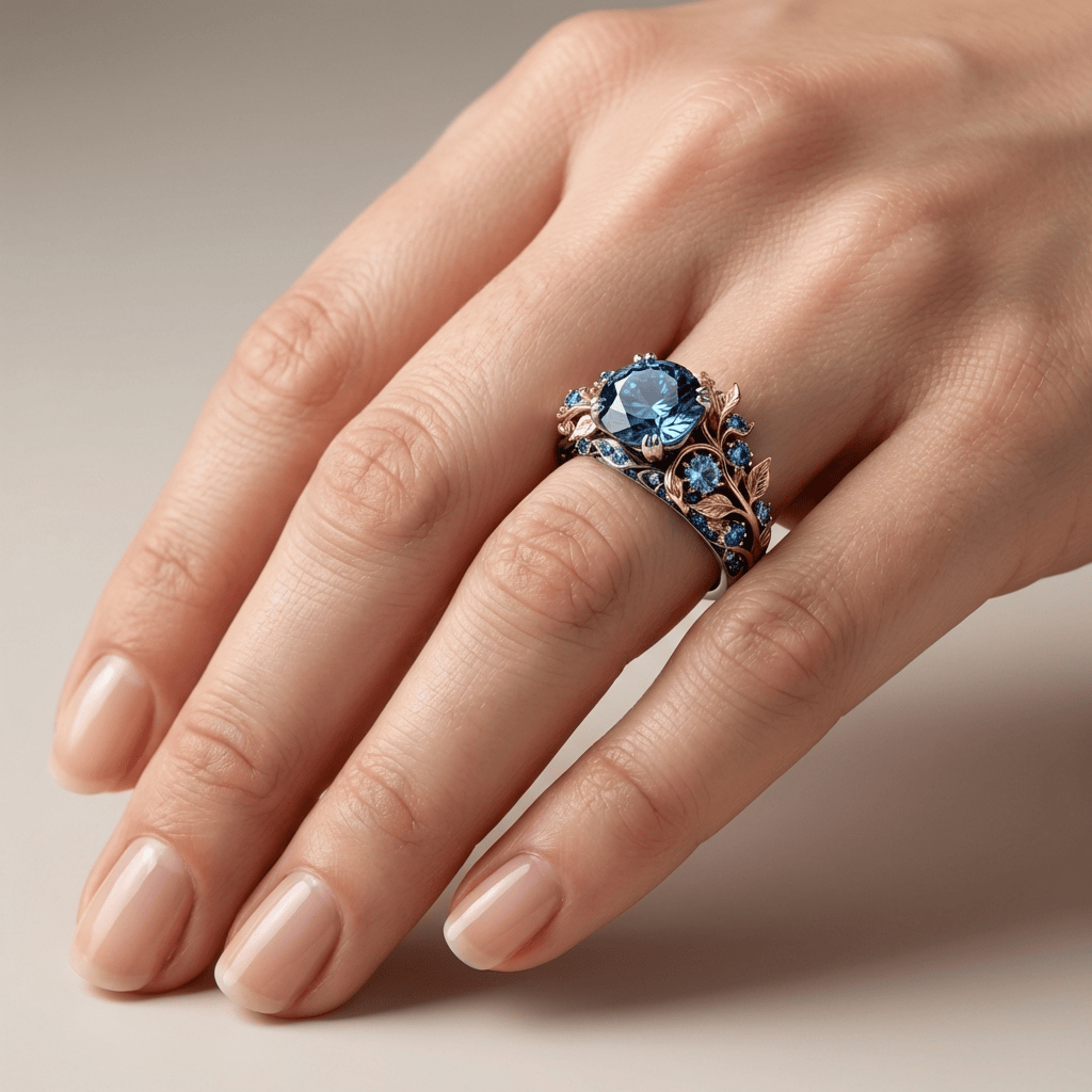 Anillo vintage de topacio dorado – imagen 2