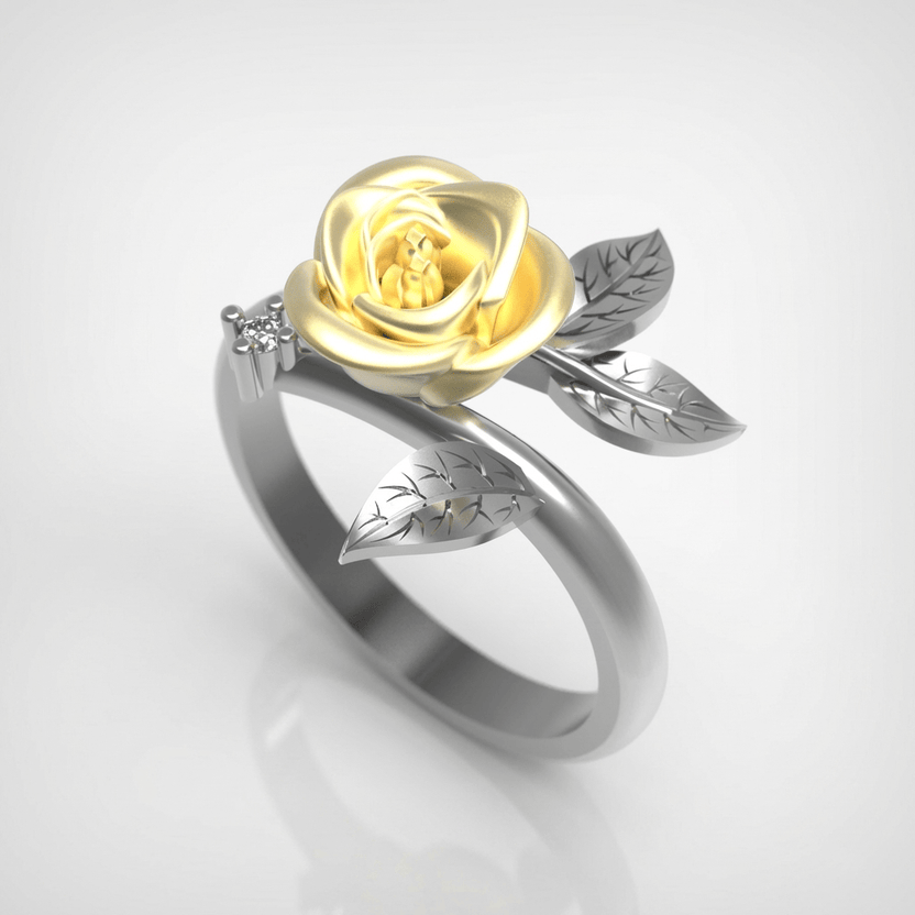Anillo de plata Gracia con rosa amarilla — Carmen, Lucía & Rocío
