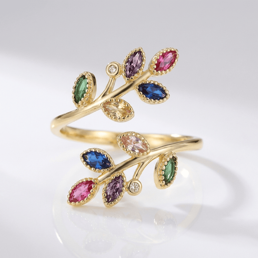 Anillo envolvente de hojas de lujo