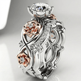 Anillo floral llamativo de diamantes
