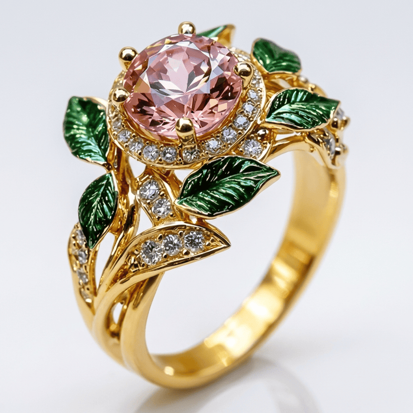 Anillo dorado de flor encantada