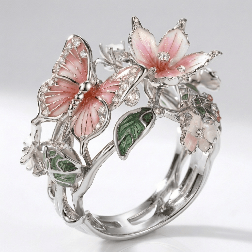 Anillo mariposa soñadora de plata