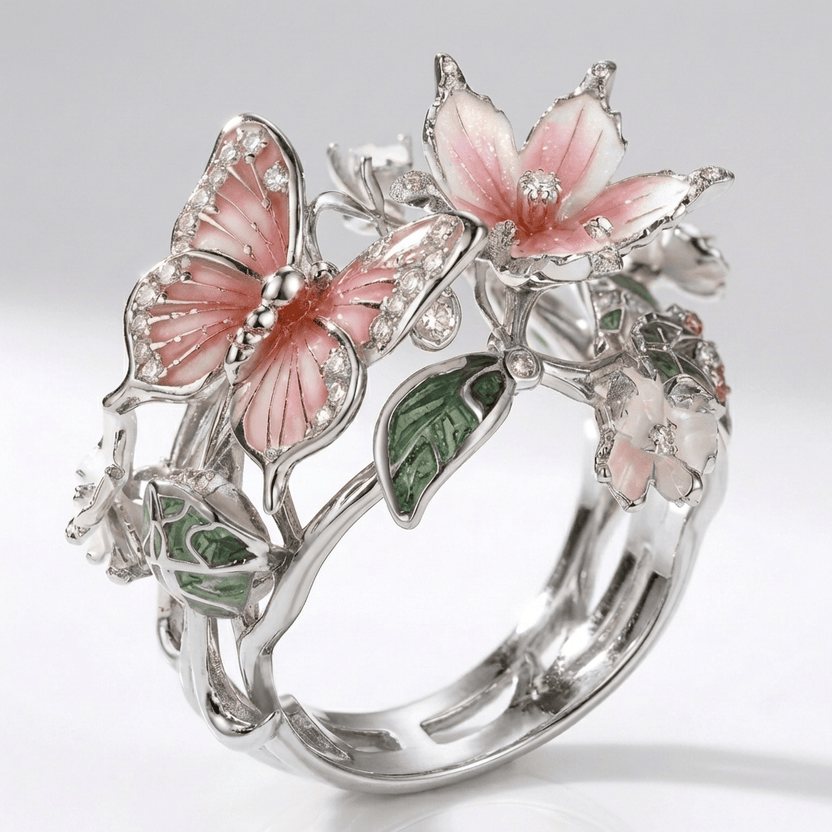 Anillo mariposa soñadora de plata