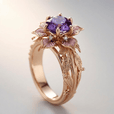 Anillo vintage de flor morada