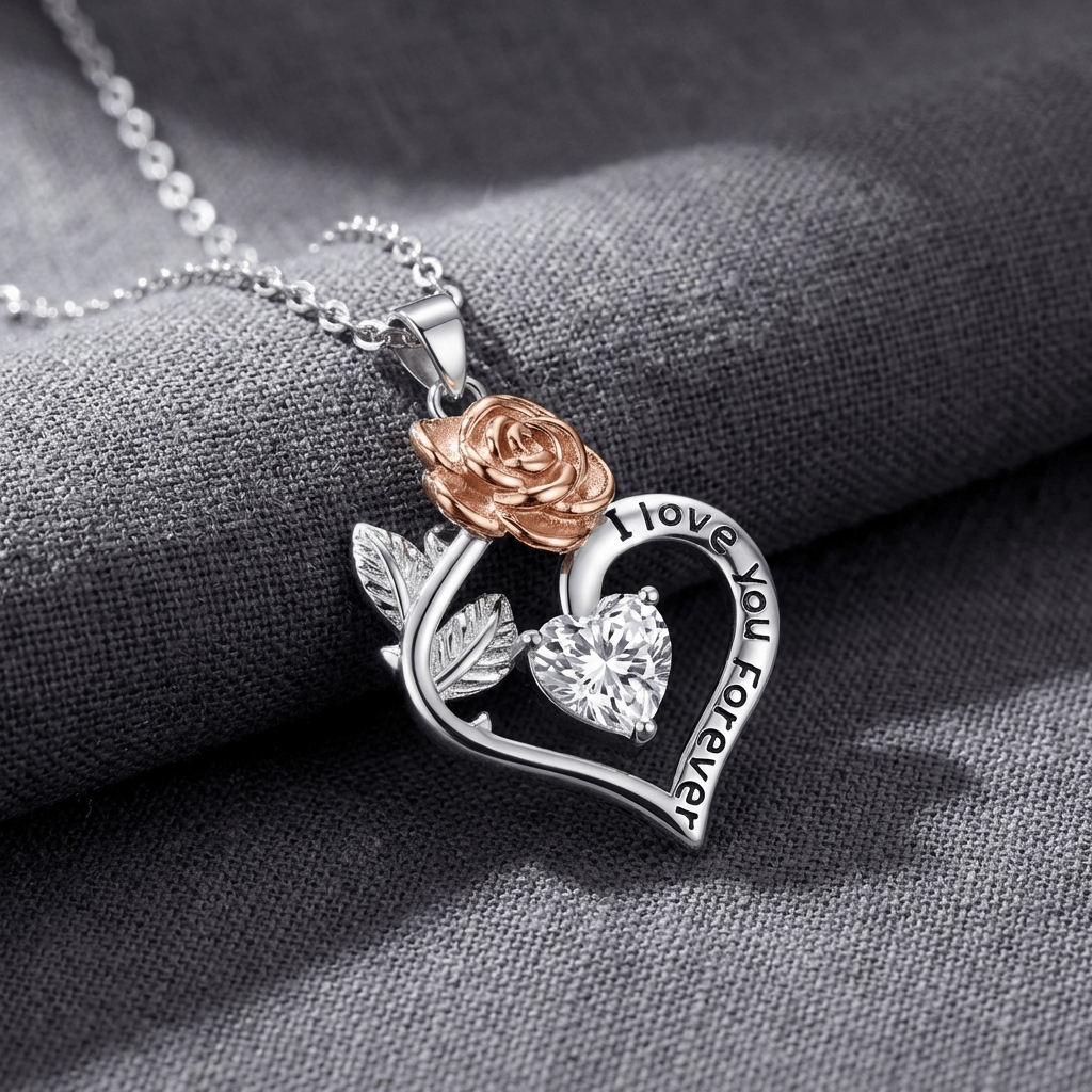 Collar corazón Rosa eterna