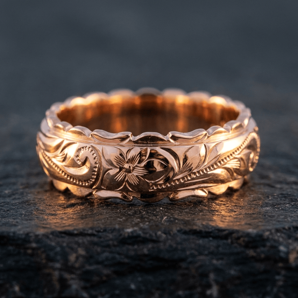 Anillo floral vintage de banda