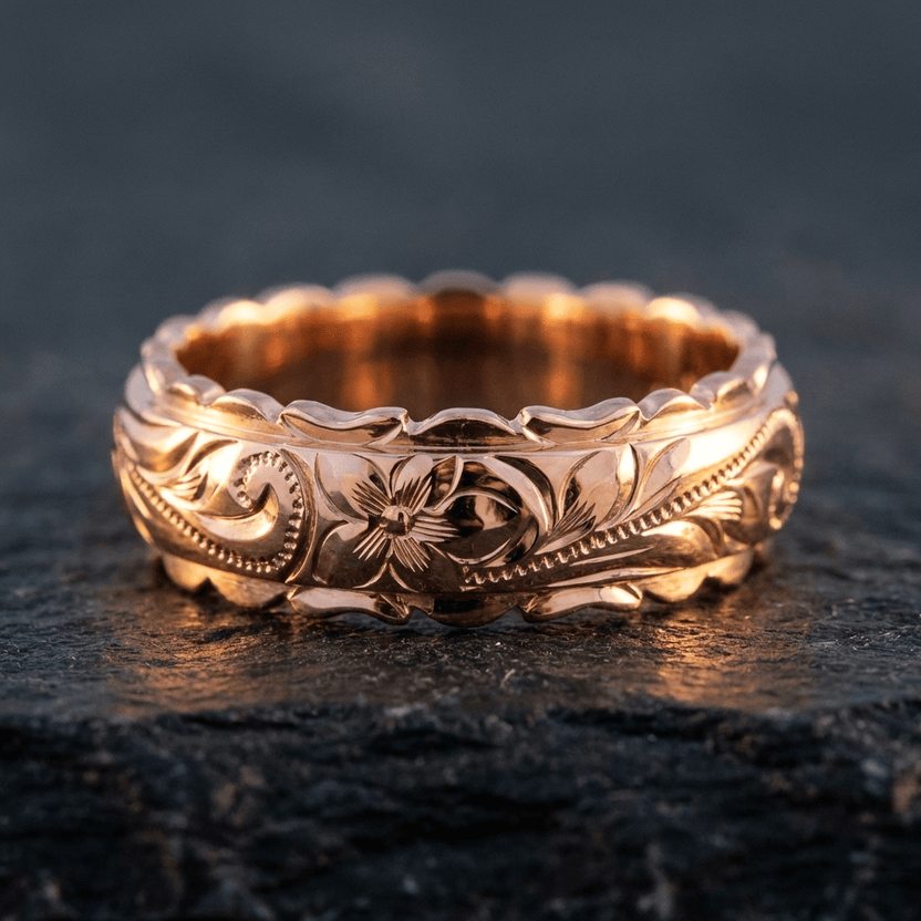 Anillo floral vintage de banda