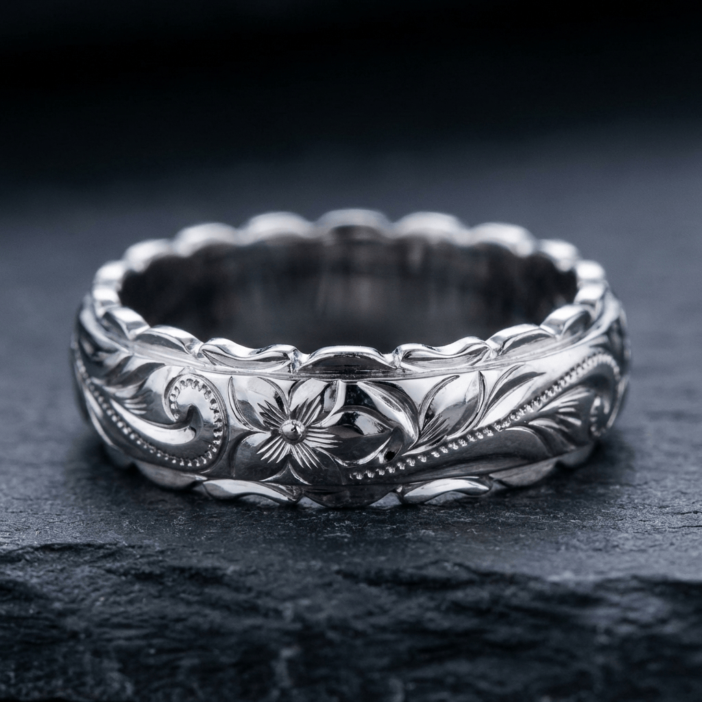 Anillo floral vintage de banda – imagen 2