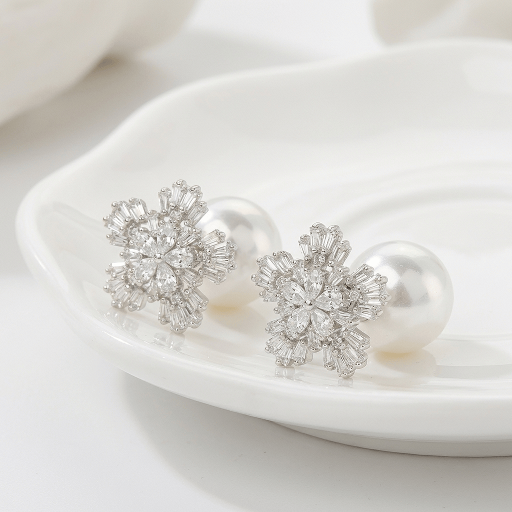 Pendientes de gota de circonita escarchada
