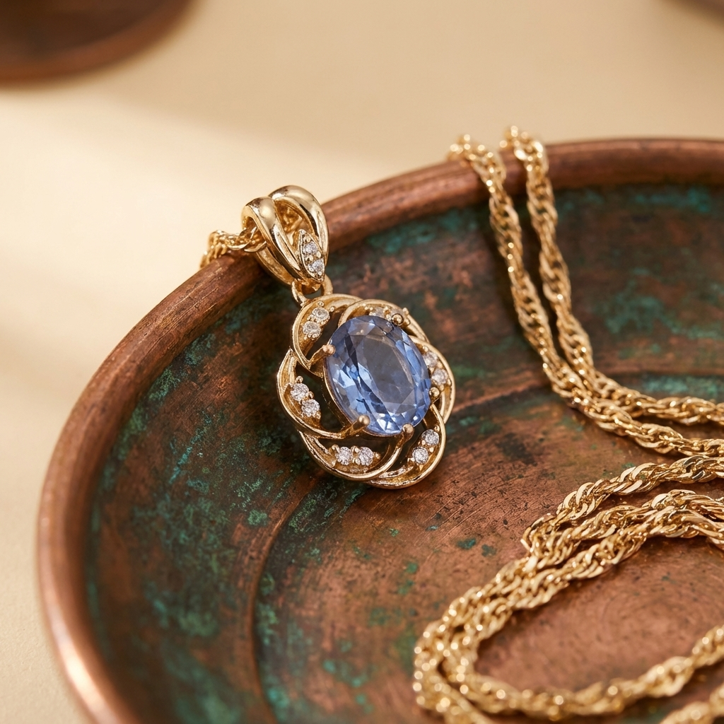 Collar Bloom dorado con turmalina