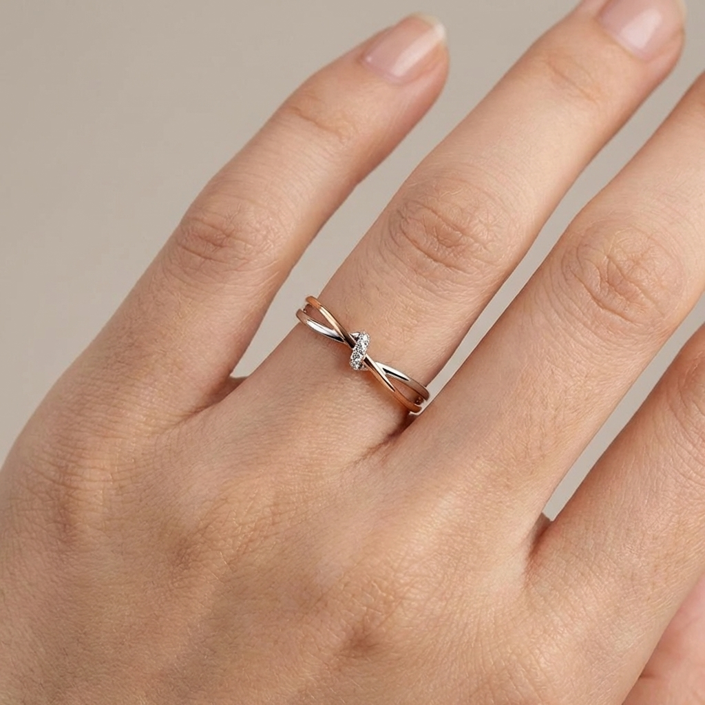 Anillo fino de cruce doble – imagen 2