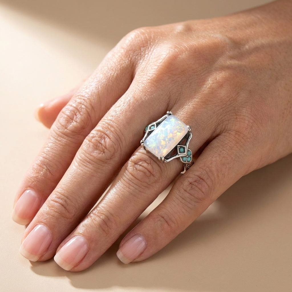 Anillo de ópalo radiante Aurora – imagen 3
