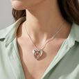 Collar de doble corazón en plata y oro – imagen 2