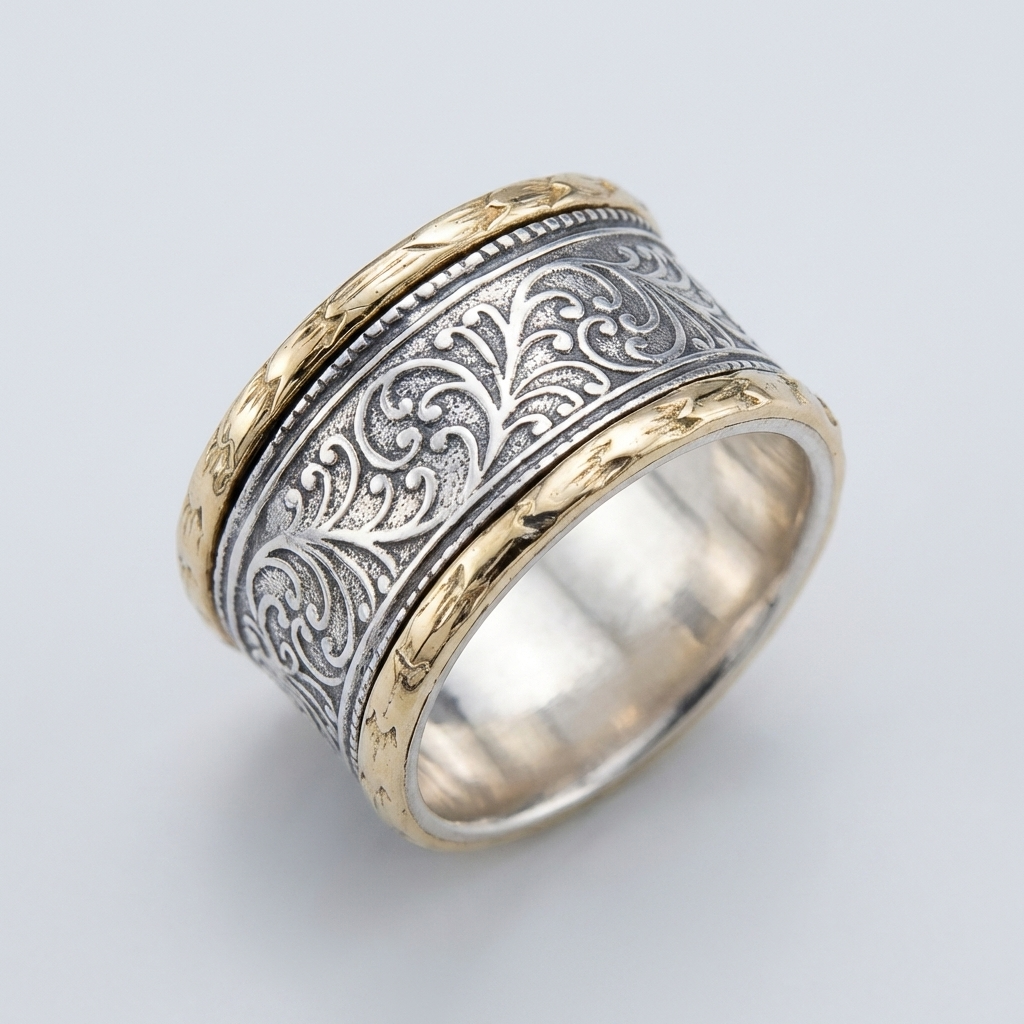 Anillo retro de banda ornamentada – imagen 2
