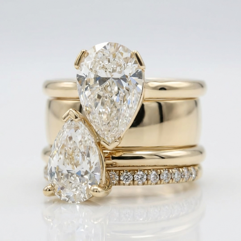 Anillo de circonita con doble pera