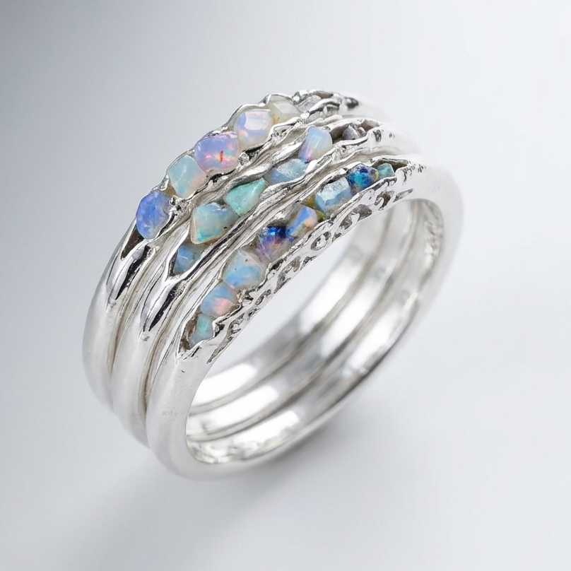 Anillo apilable de ópalo vintage