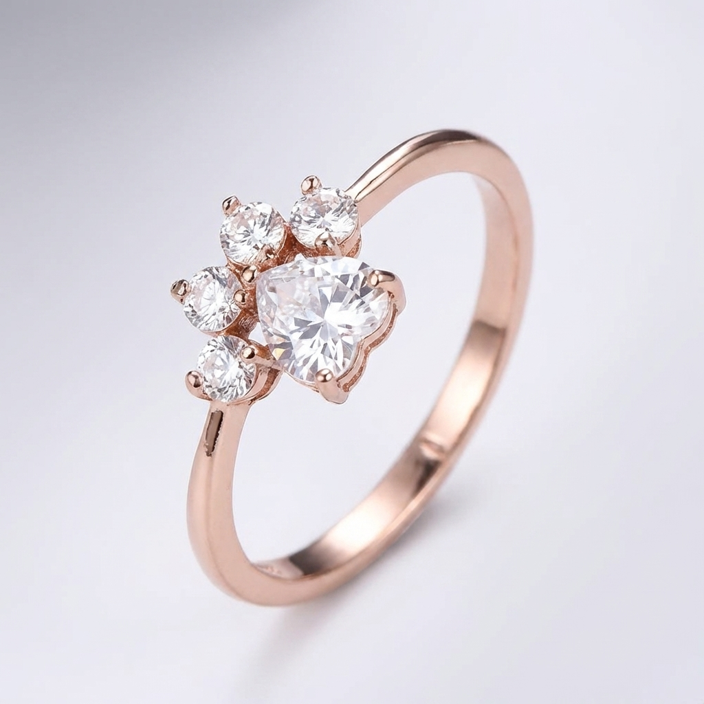 Anillo de circonita con huella única – imagen 2