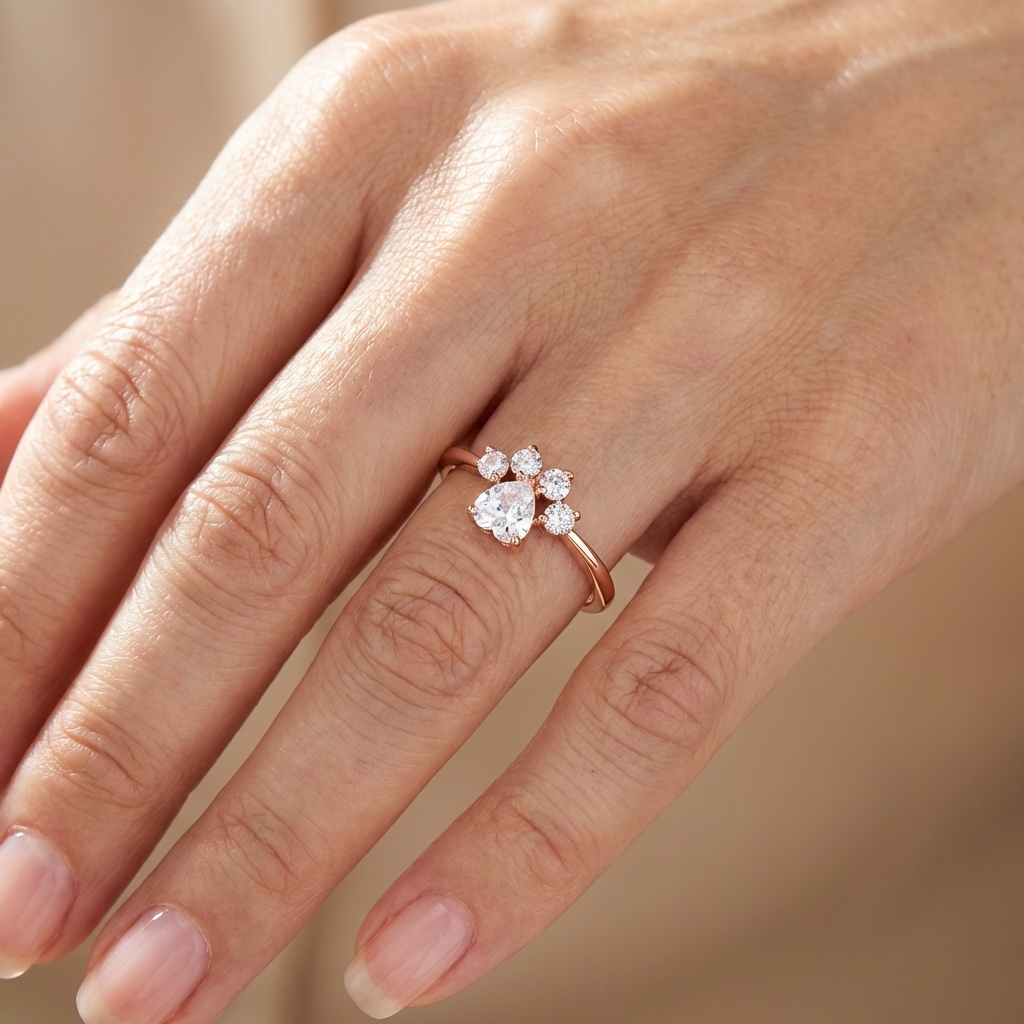Anillo de circonita con huella única – imagen 3