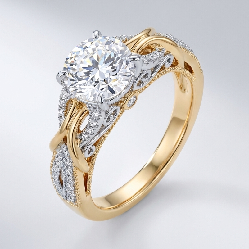 Anillo Aurelian dorado de circonita