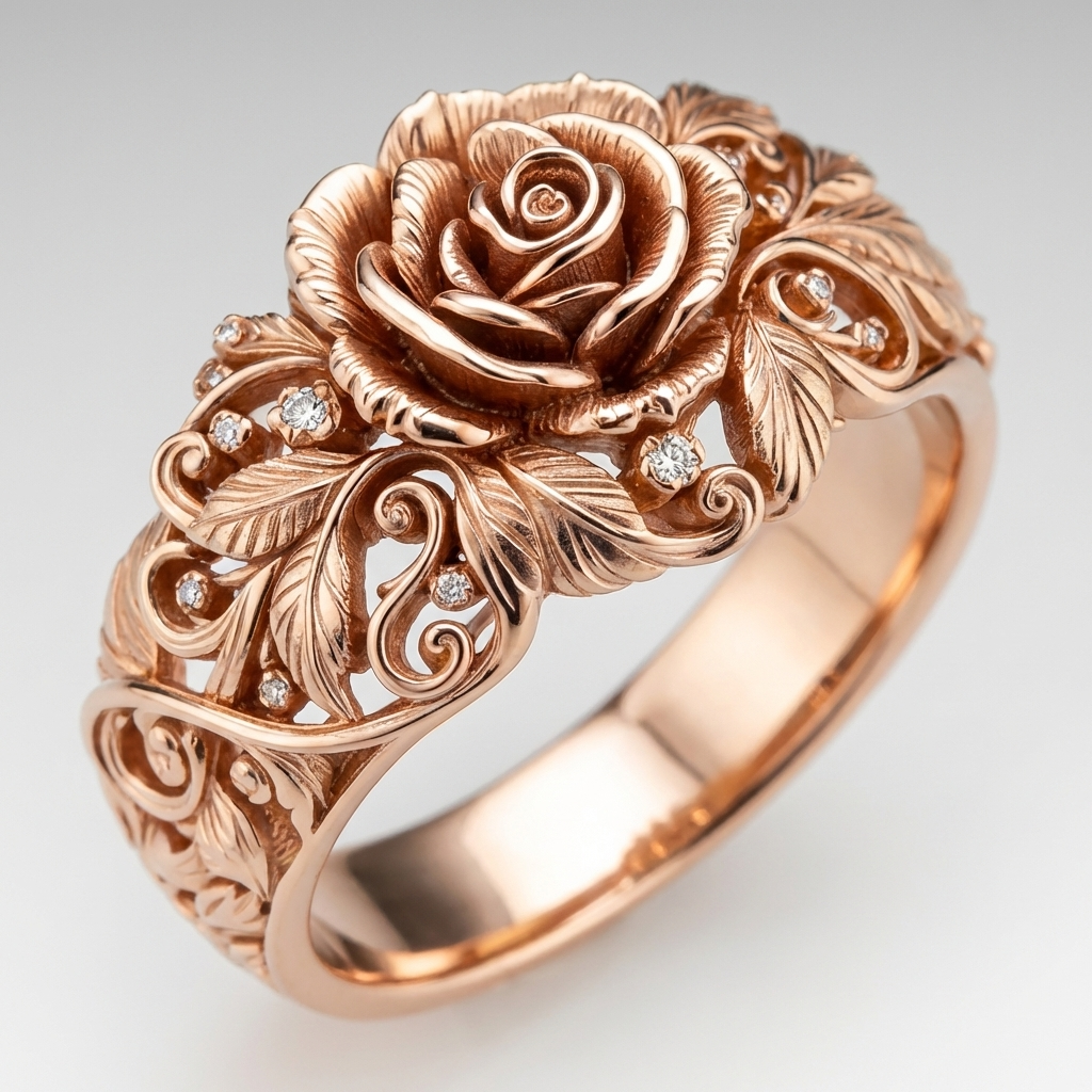 Anillo clásico de oro rosa