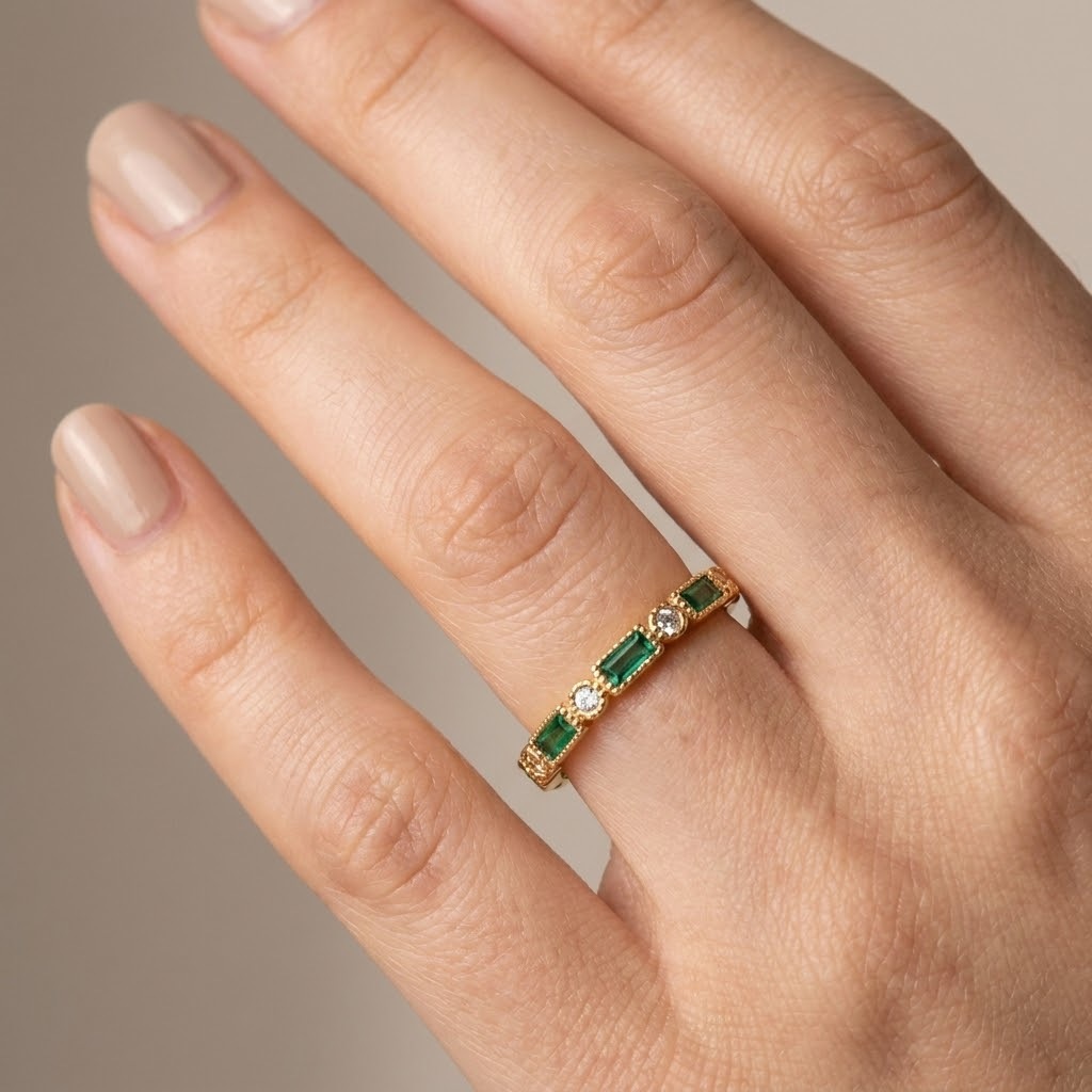Anillo de circonita estilo esmeralda – imagen 2