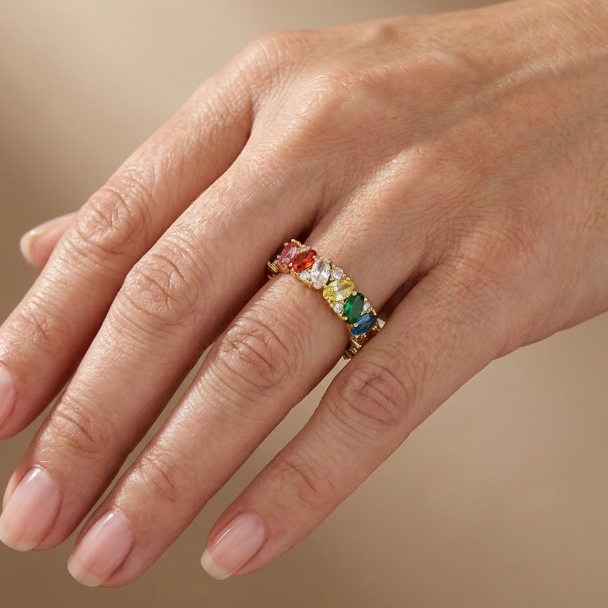 Anillo de banda con circonitas arcoíris – imagen 2