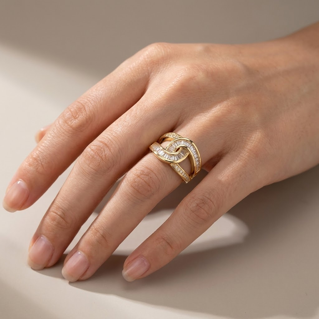 Anillo exquisito de circonita entrelazado – imagen 2