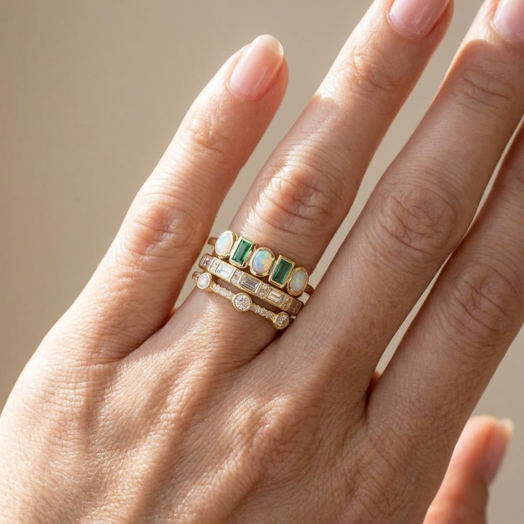 Anillo apilable multipiedra de circonita – imagen 2
