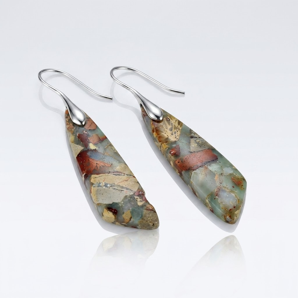 Pendientes de piedra mosaico en gota – imagen 2