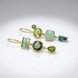 Pendientes trío verde de cristal – imagen 2