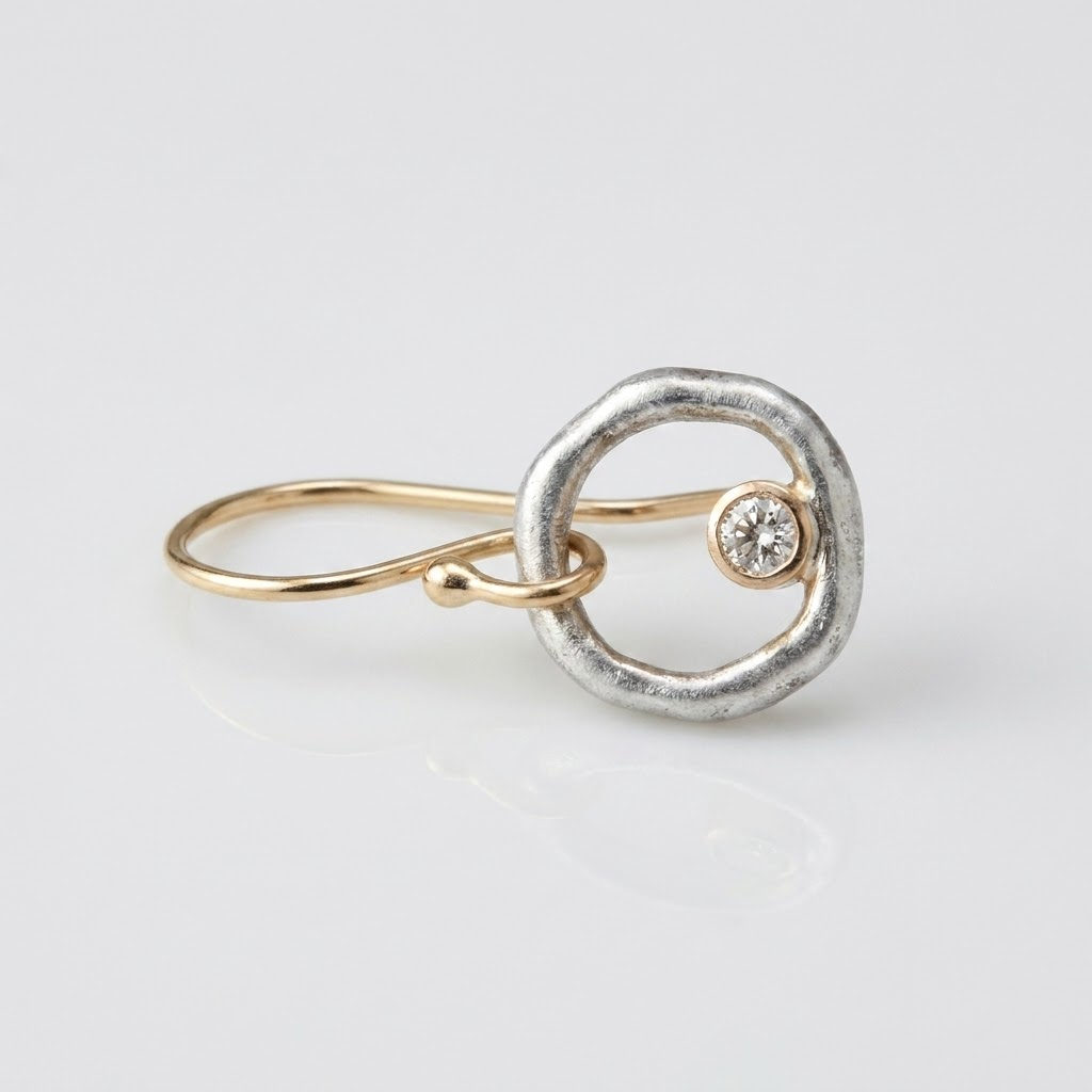 Pendientes circulares plateados vintage – imagen 3