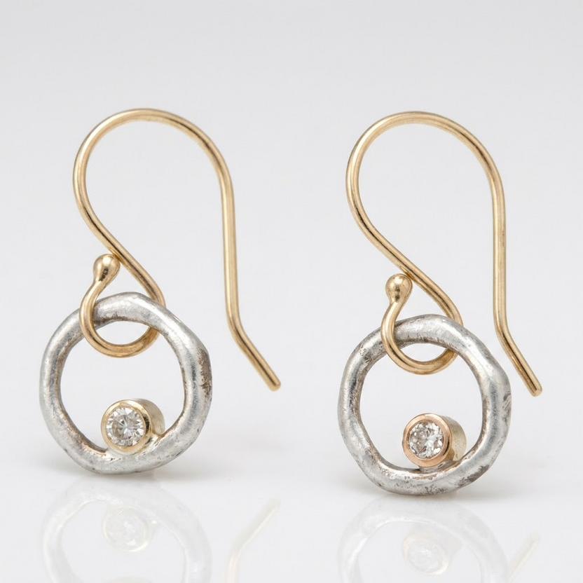 Pendientes circulares plateados vintage