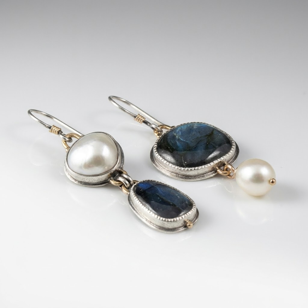 Pendientes de plata con ópalo Nocturno — Carmen, Lucía & Rocío