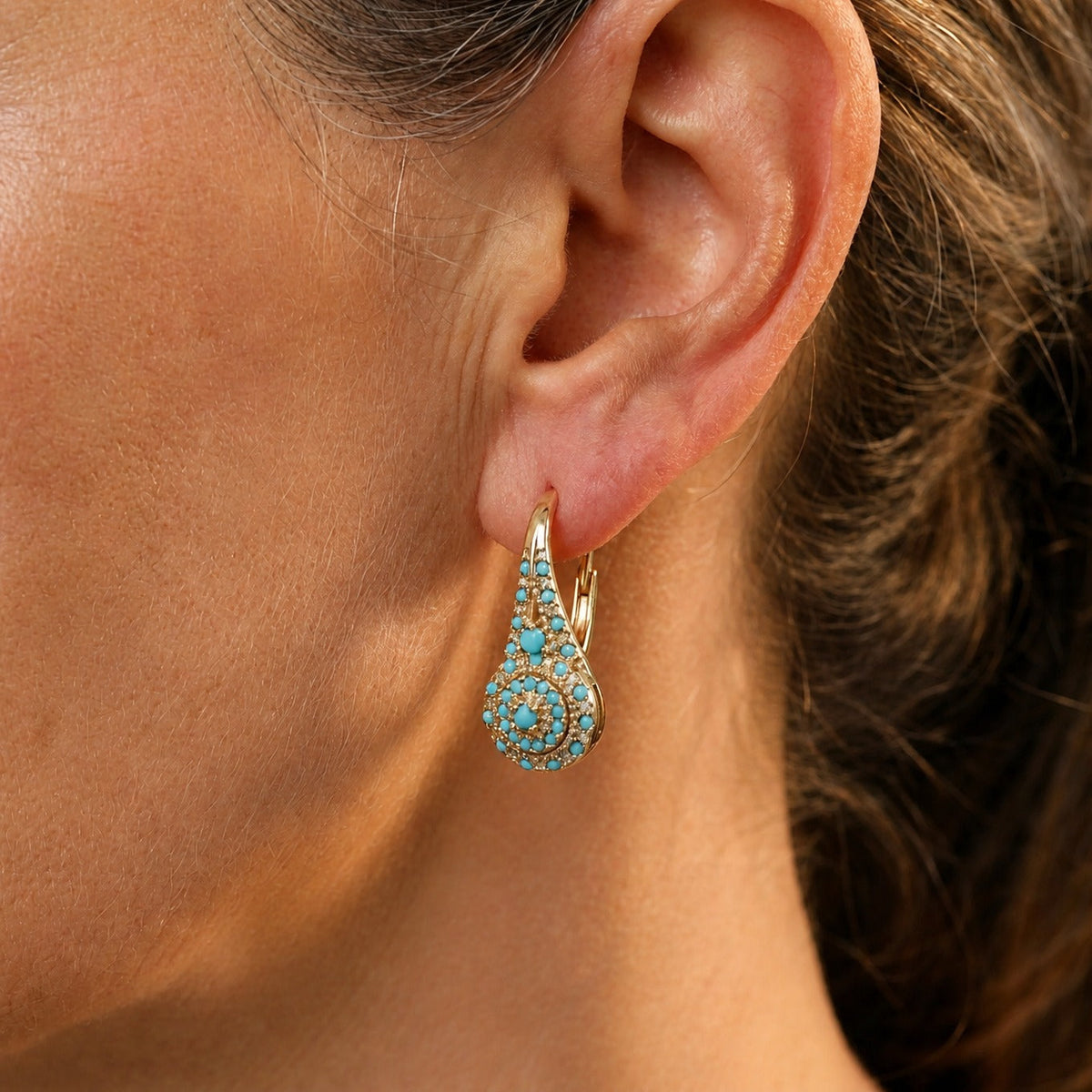 Pendientes turquesa de mosaico elegantes – imagen 2