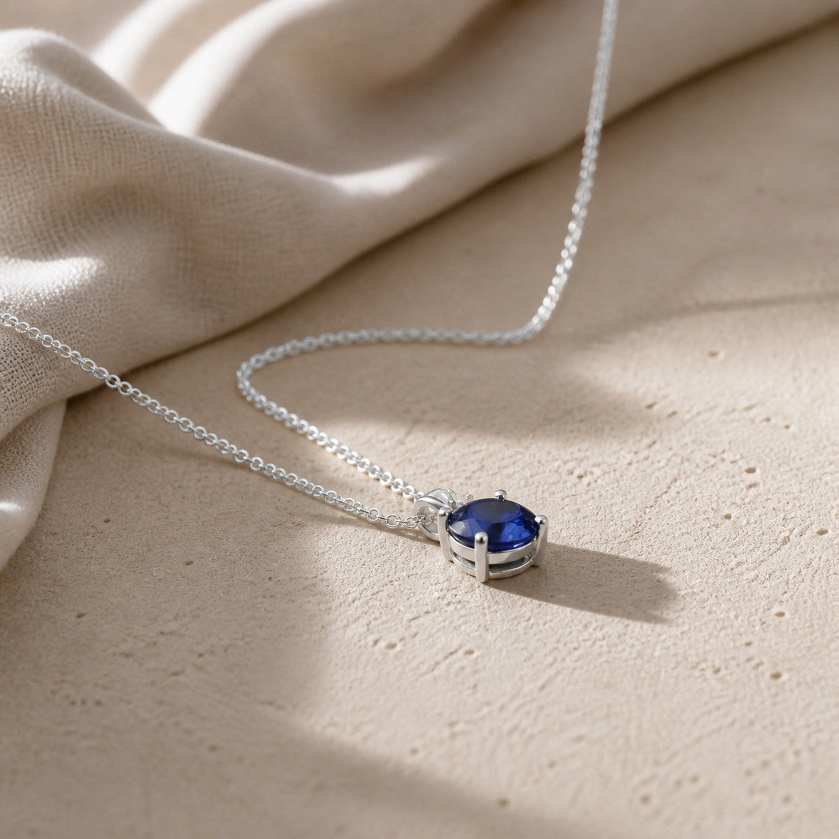 Collar de zafiro de corte redondo – imagen 2