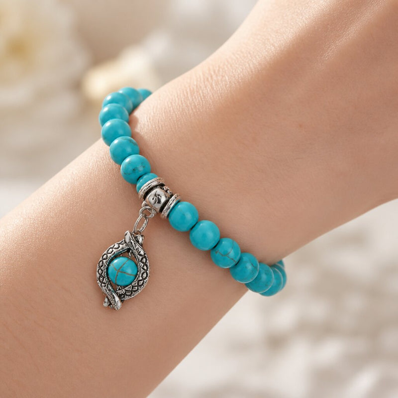 Pulsera de cuentas de turquesa brillante – imagen 2