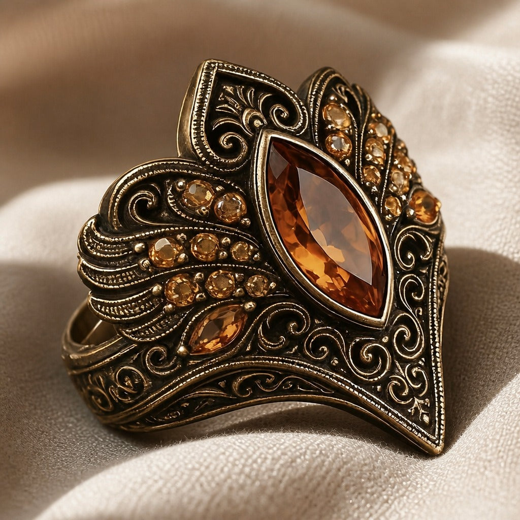 Anillo noble vintage tallado