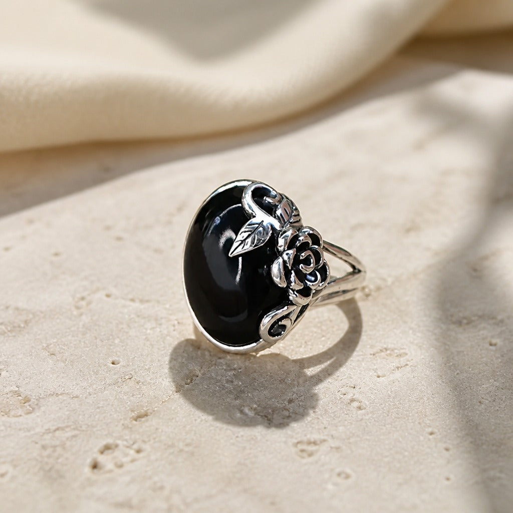 Anillo de cuarzo rosa Noir – imagen 2