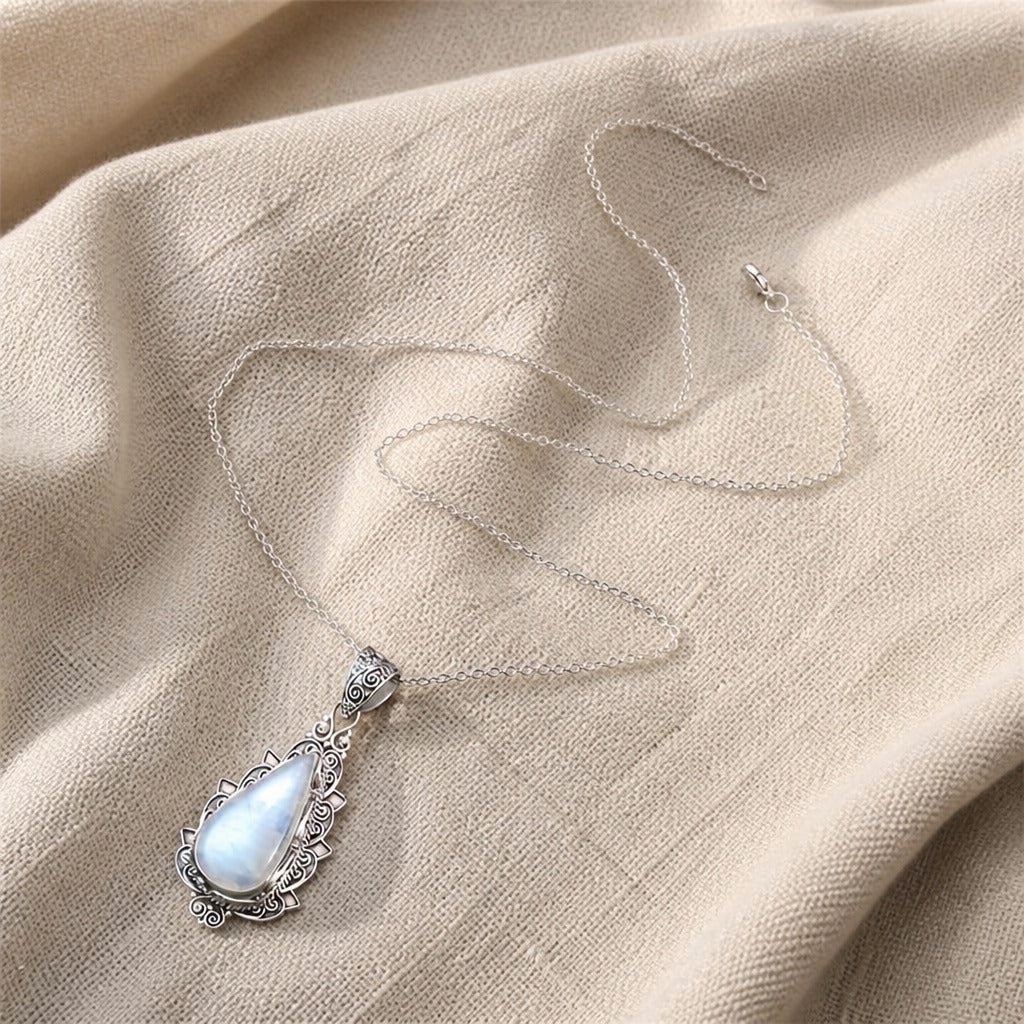 Colgante vintage de piedra de luna en forma de lágrima – imagen 2